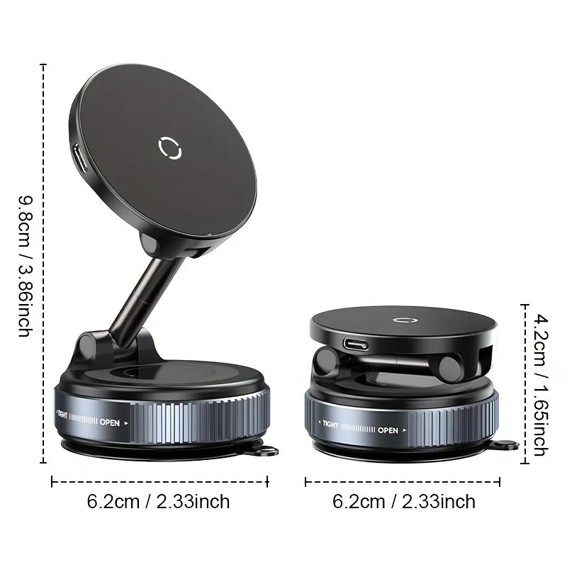 Magnetic Car Phone Holder 360° Rotation Folding With Vacuum Suction