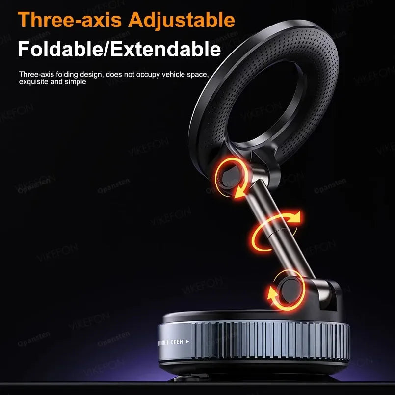 Magnetic Car Phone Holder 360° Rotation Folding With Vacuum Suction
