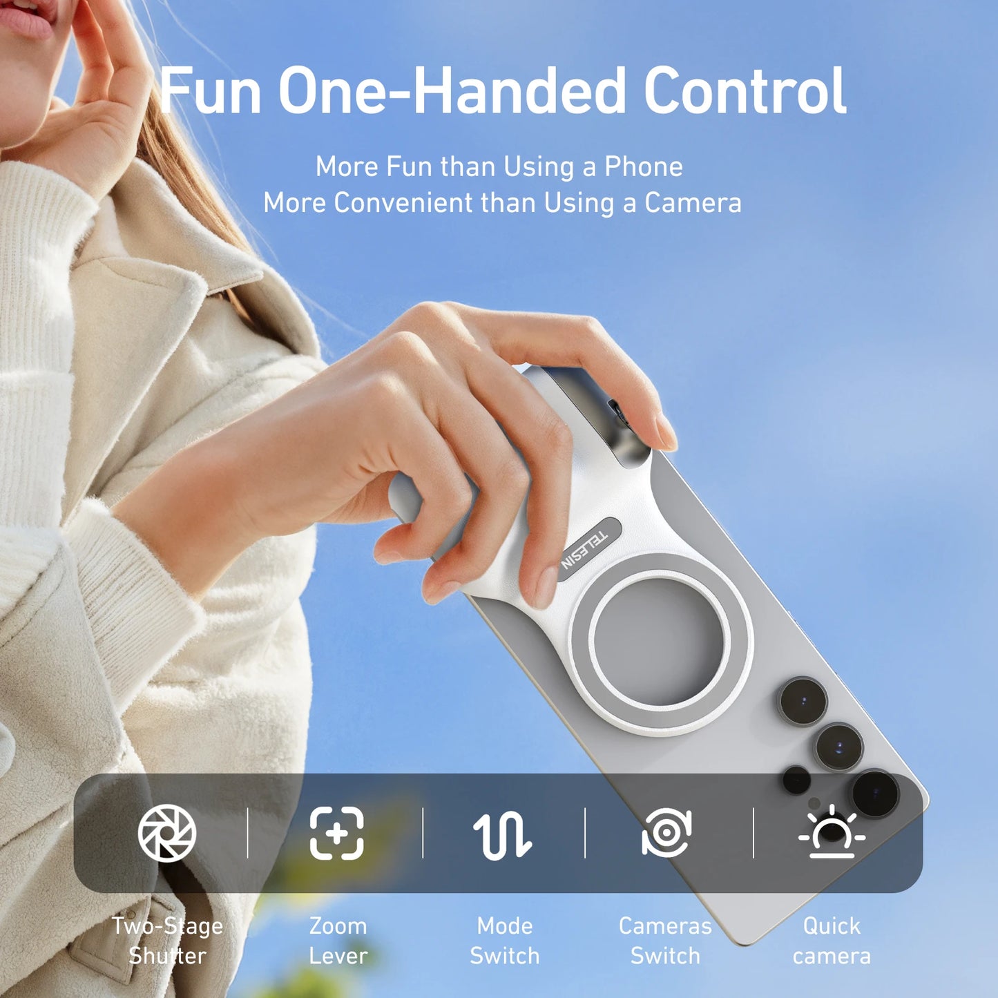 TELESIN Magnetic Phone Camera Shoot Hand Grip