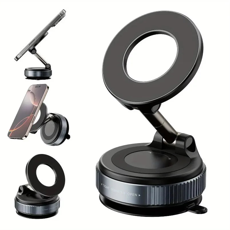 Magnetic Car Phone Holder 360° Rotation Folding With Vacuum Suction